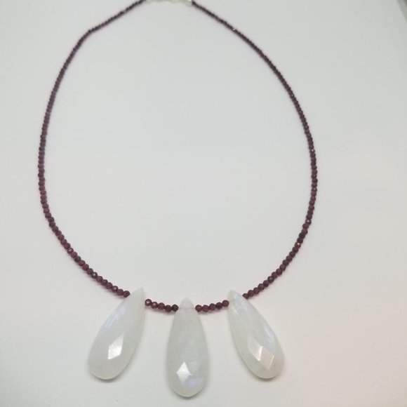 Moonstone And Ruby Necklace - Picture 1 of 3
